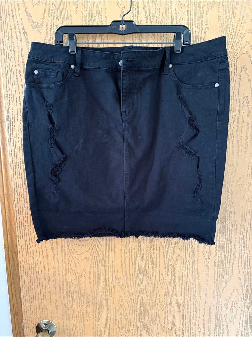 Torrid Black Distressed Denim Skirt